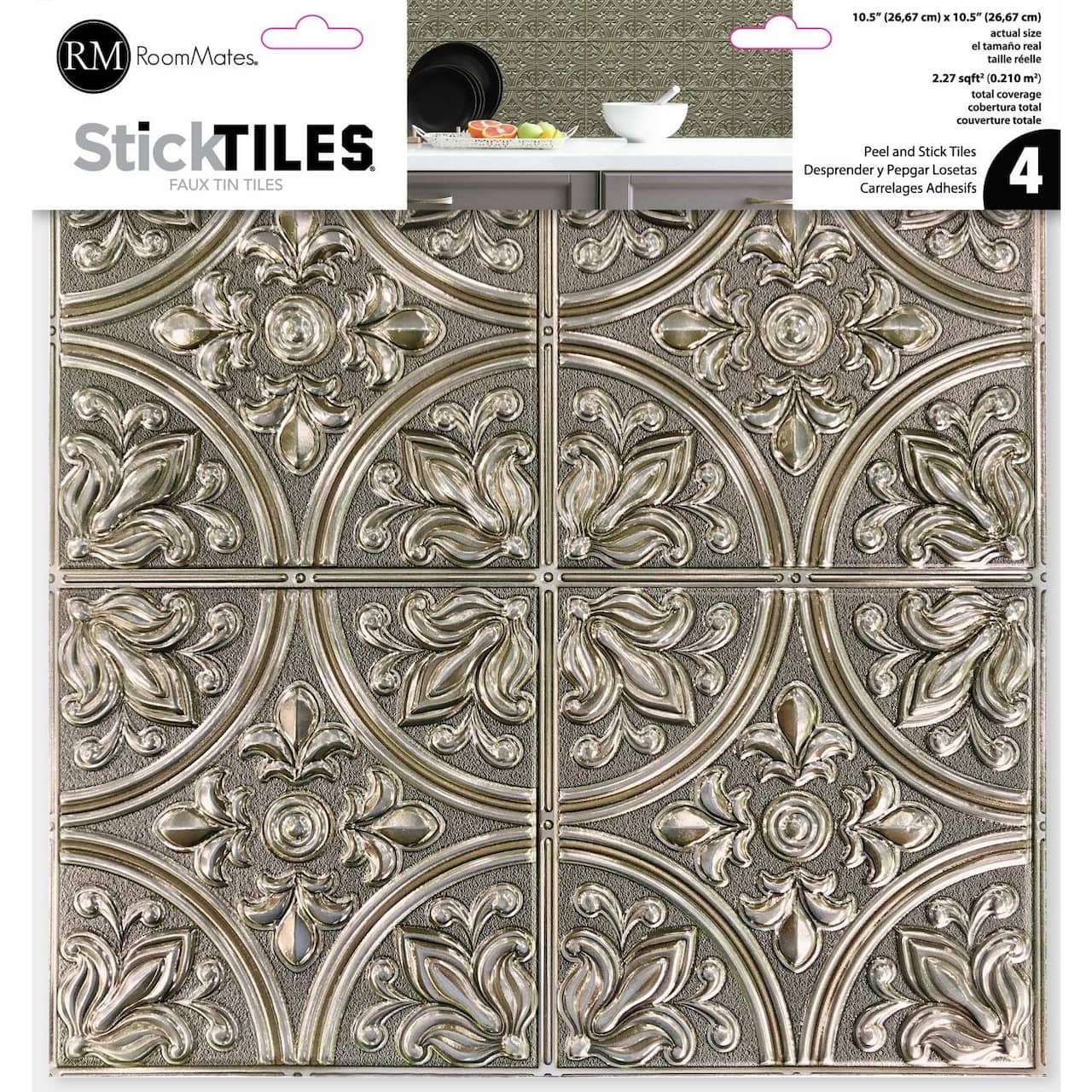 Gold Tin Peel & Stick Tile Backsplash StickTiles